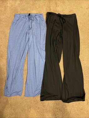 Women's Drawstring Lounge Pants set of 2- Black and Light Blue